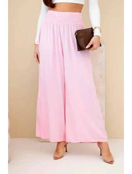 Dámské viskózové kalhoty s elastickým pasem světle růžové Dámské viskózové kalhoty s elastickým pasem světle růžové