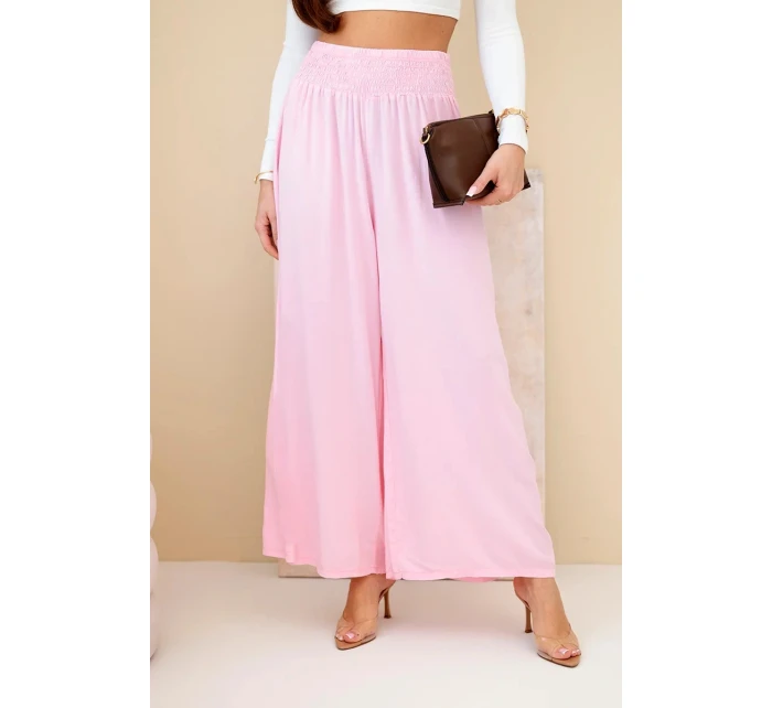 Dámské viskózové kalhoty s elastickým pasem světle růžové Dámské viskózové kalhoty s elastickým pasem světle růžové