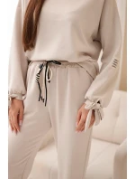 Dámský set z viskózy s mašlemi máslový bežový