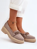 Dámské semišové mokasíny s ozdobou Cappuccino Zazoo 3429/W