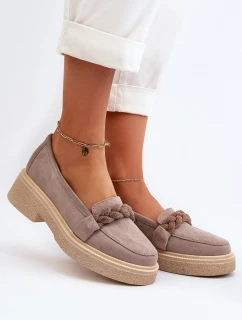 Dámské semišové mokasíny s ozdobou Cappuccino model 21652532 - Zazoo