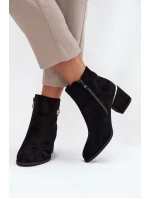 Zateplené dámské kotníkové boty se zlatými detaily na podpatku černé Dorisse