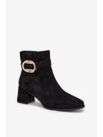 Dámské kotníkové boty na podpatku se zlatým sponou černé Calissa Dámské kotníkové boty na podpatku se zlatým sponou černé Calissa