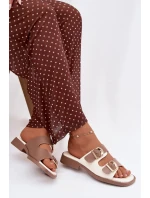 Dámské pantofle s zlatými sponami béžové model 21919181 - EVENTO Dámské pantofle s zlatými sponami béžové model 21919181 - EVENTO