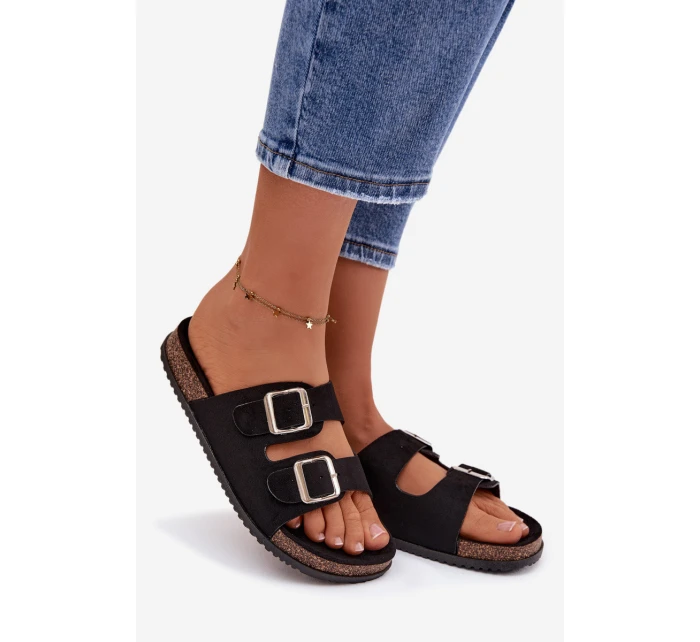 Dámské pantofle s přezkami Černé model 21943297 - Boto