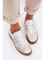 Kožené Síťované Dámské Tenisky Zazoo N1318 Stříbrno-zlaté