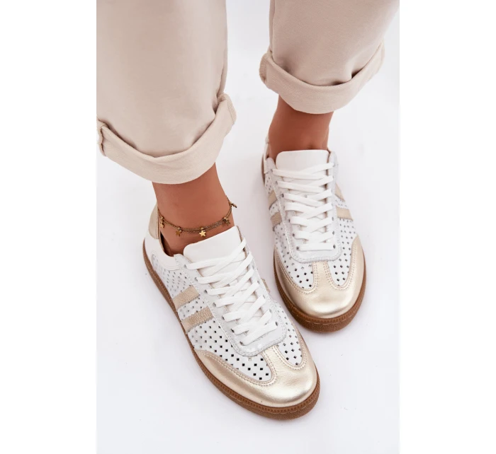 Kožené Síťované Dámské Tenisky Zazoo N1318 Stříbrno-zlaté