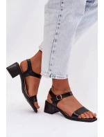 Dámské ekokůže sandály na klínu Černé Sabela