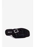 Semišové dámské nazouváky na nízkém podpatku s přezkou Big Star TT274477 Černé Semišové dámské nazouváky na nízkém podpatku s přezkou Big Star TT274477 Černé