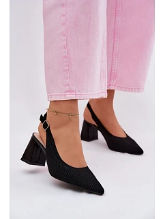 Materiálové Sandály na Podpatku Černé model 22107009 - Boto