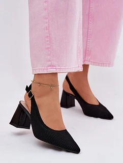Materiálové Sandály na Podpatku Černé model 22107009 - Boto
