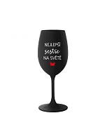 NEJLEPŠÍ SESTŘE NA SVĚTĚ - černá sklenice na víno 350 ml
