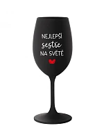 NEJLEPŠÍ SESTŘE NA SVĚTĚ - černá sklenice na víno 350 ml