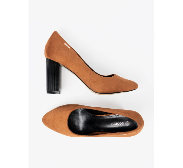 Pěkné  lodičky Jasnobrązowy dámské na širokém podpatku