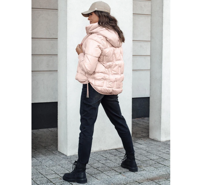 Dámská zimní bunda krátká prošívaná s kapucí růžová Dstreet model 21980759 - FashionStreet