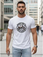 Pánské bílé tričko s potiskem motorky FashionStreet NX5007R