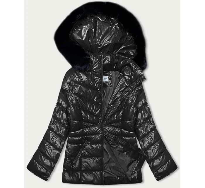 Černá prošívaná dámská zimní bunda (V776G) Černá prošívaná dámská zimní bunda (V776G)