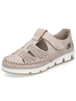 Rieker W RKR651 béžové kožené polobotky s háčkem a smyčkou