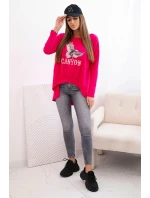 Dámská halenka s model 21140330 a nápisem Canyon fuchsie - K-Fashion Dámská halenka s model 21140330 a nápisem Canyon fuchsie - K-Fashion