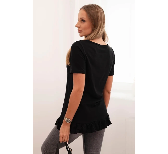 Dámská blůza s volánem dole černá