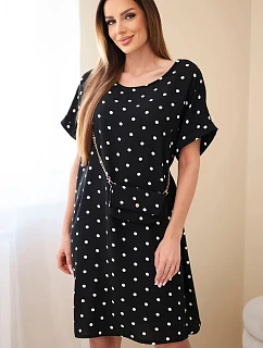 Dámské šaty s puntíky s krátkým rukávem a kabelkou černá