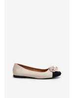 Dámské baleríny z ekologické kůže s ozdobným detailem béžové model 21666309 - Boto