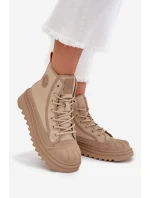Vysoké Dámské Tenisky Zateplené Big Star OO274A356 Béžové Vysoké Dámské Tenisky Zateplené Big Star OO274A356 Béžové