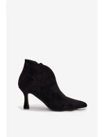 Nízké dámské kotníkové boty na jehlovém podpatku semiš černé model 21709922 - Boto Nízké dámské kotníkové boty na jehlovém podpatku semiš černé model 21709922 - Boto