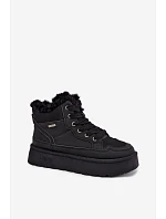 Dámské zimní boty na šněrování s kožíškem Big Star model 22539767 Černé - Big Star Shoes Dámské zimní boty na šněrování s kožíškem Big Star model 22539767 Černé - Big Star Shoes