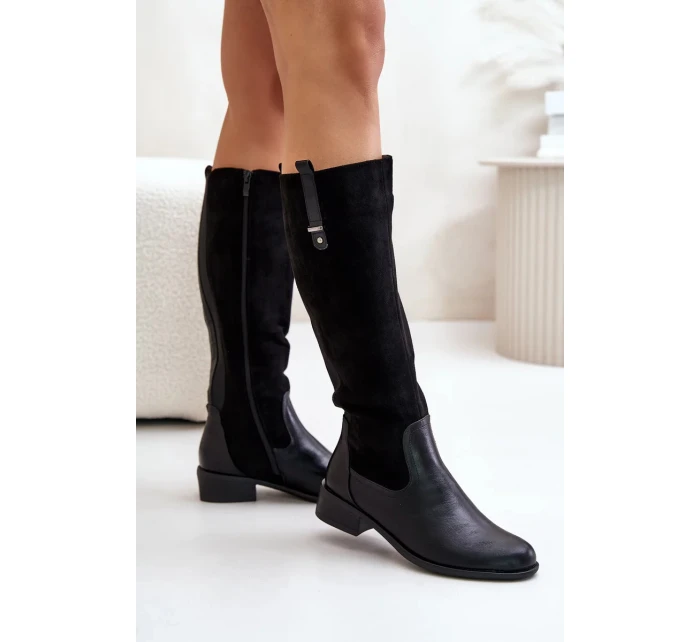 Dámské Zateplené Kozačky Pod Kolena Na Zip Černé Ivasira