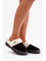 Dámské Pantofle S Kožešinou A Ozdobným Srdcem Černé Otielo