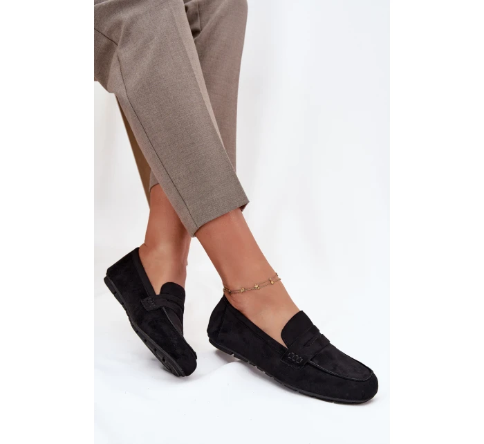 Dámské loafersy mokasíny s plochou podrážkou Roseline – černé