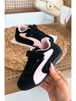 Dětské sportovní boty na suchý zip Perrin – černo-růžové