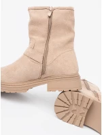 Originální Jasnobeżowy dámské kotníčkové boty na plochém podpatku Originální Jasnobeżowy dámské kotníčkové boty na plochém podpatku