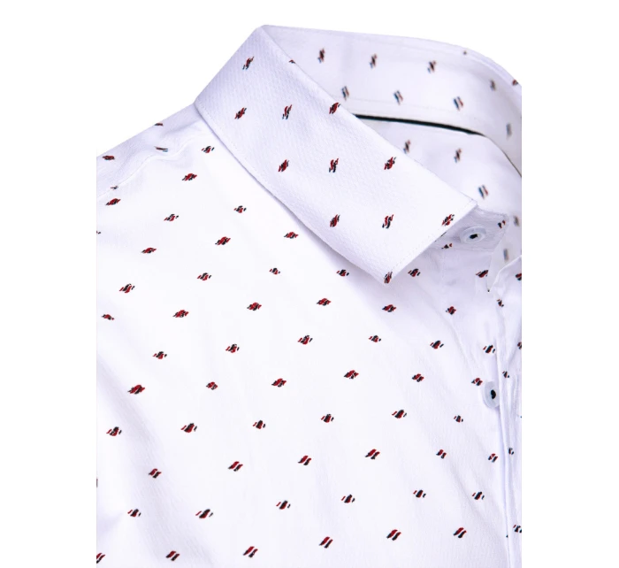 Pánská vzorovaná košile s dlouhým rukávem bílá FashionStreet DX2607