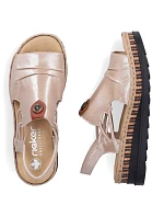 Dámské zlaté sandály na klínku model 22097425 - Rieker Dámské zlaté sandály na klínku model 22097425 - Rieker