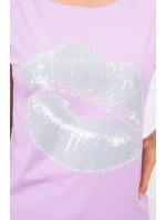 Halenka s potiskem rtů fialová