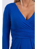 Přiléhavé šaty s průstřihem pod prsy chrpově modré barvy