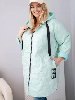 Dámská bunda Plus Size prošívaná s kapucí a nápisem HOPE růžový neon