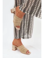 Dámské Pantofle S Pletením Na Podpatku Béžové model 21689418 - Boto Dámské Pantofle S Pletením Na Podpatku Béžové model 21689418 - Boto