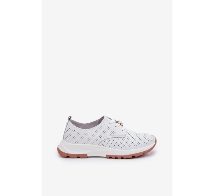 Kožené Polobotky Dámské S Připínacím Klipem Artiker 54C1810 Bílé