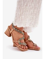 Dámské Sandály Na Podpatku S  Béžové model 21693547 - Artiker