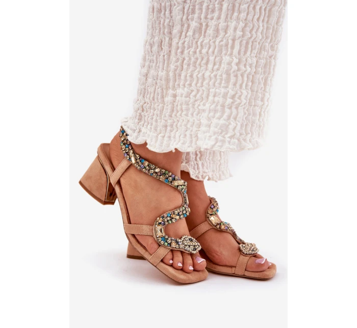 Dámské Sandály Na Podpatku S  Béžové model 21693547 - Artiker