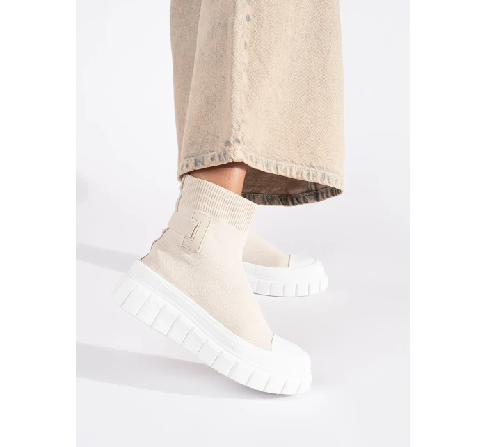 Moderní tenisky dámské hnědé bez podpatku Moderní tenisky dámské hnědé bez podpatku