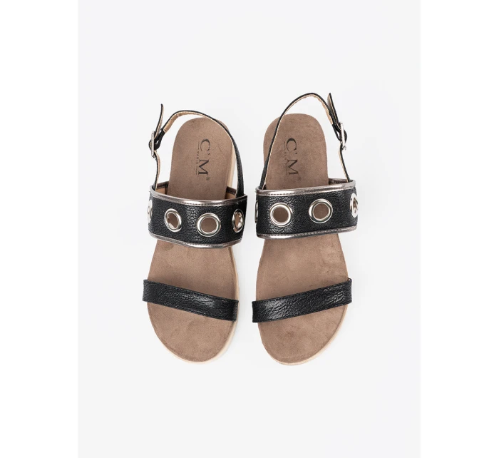 Moderní černé dámské sandály bez podpatku Moderní černé dámské sandály bez podpatku