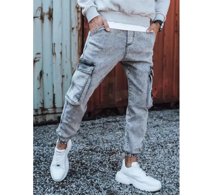 Pánské bojové džínové kalhoty světle šedé FashionStreet UX3309