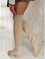 Dámské béžové kozačky ELEFIVE FashionStreet ZY0579 Dámské béžové kozačky ELEFIVE FashionStreet ZY0579