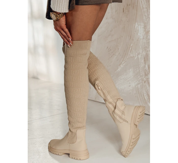 Dámské béžové kozačky ELEFIVE FashionStreet ZY0579 Dámské béžové kozačky ELEFIVE FashionStreet ZY0579