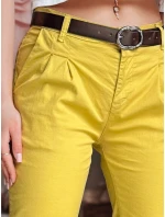 Dámské chinos kalhoty s páskem MODELA hořčicové FashionStreet UY2563
