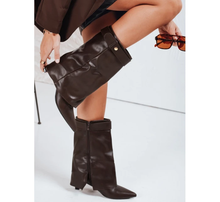 Dámské kozačky s širokým svrškem hnědé FashionStreet ZY1107 Dámské kozačky s širokým svrškem hnědé FashionStreet ZY1107